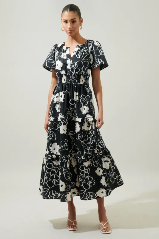 Fabienne Floral Palmer Poplin Tiered Maxi Dress sold by Sugarlips