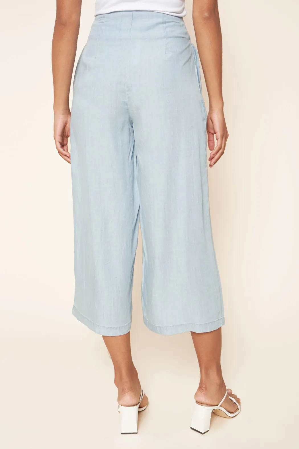 Cannes Chambray Cropped Wide Leg Pants sold by Sugarlips product image thumbnail 3
