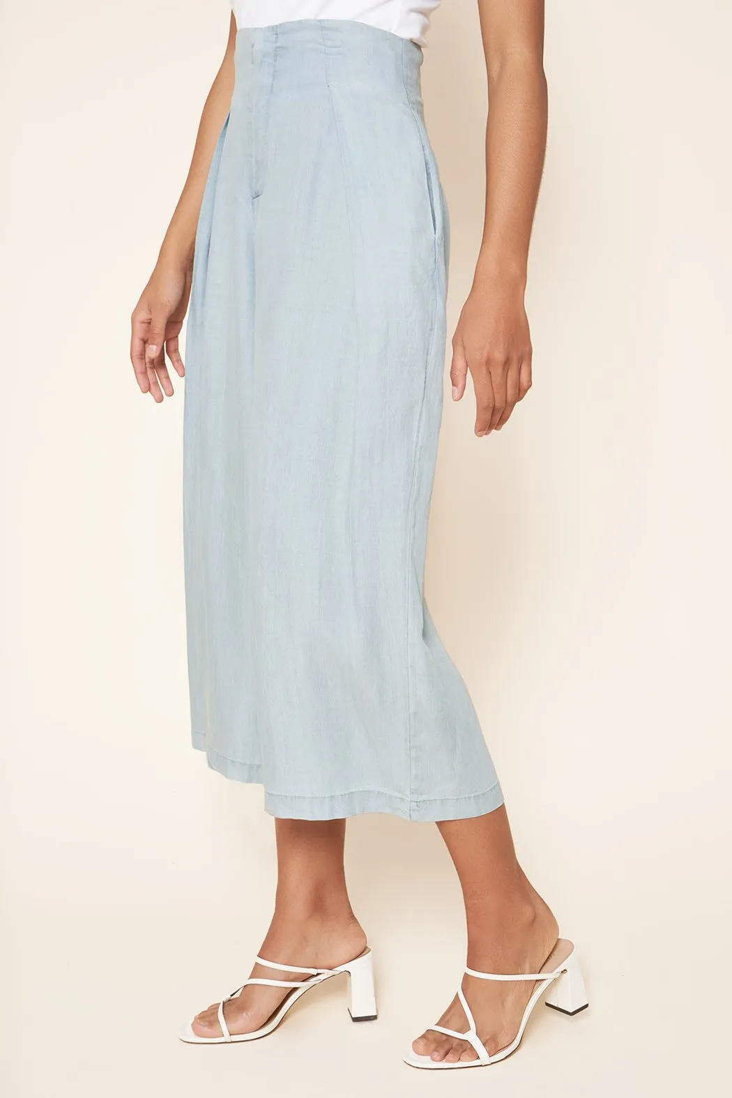 Cannes Chambray Cropped Wide Leg Pants sold by Sugarlips product image thumbnail 4