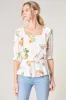 Priya Floral Square Neck Ruffle Blouse sold by Sugarlips