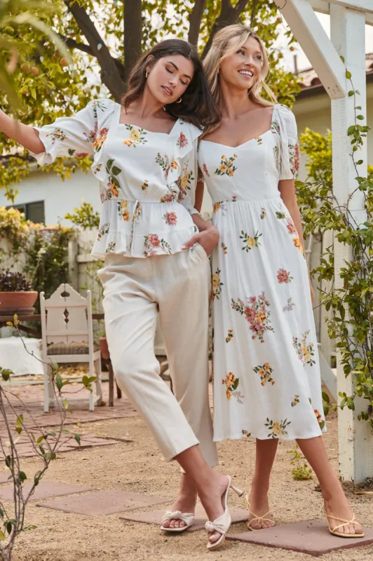 Priya Floral Square Neck Ruffle Blouse sold by Sugarlips