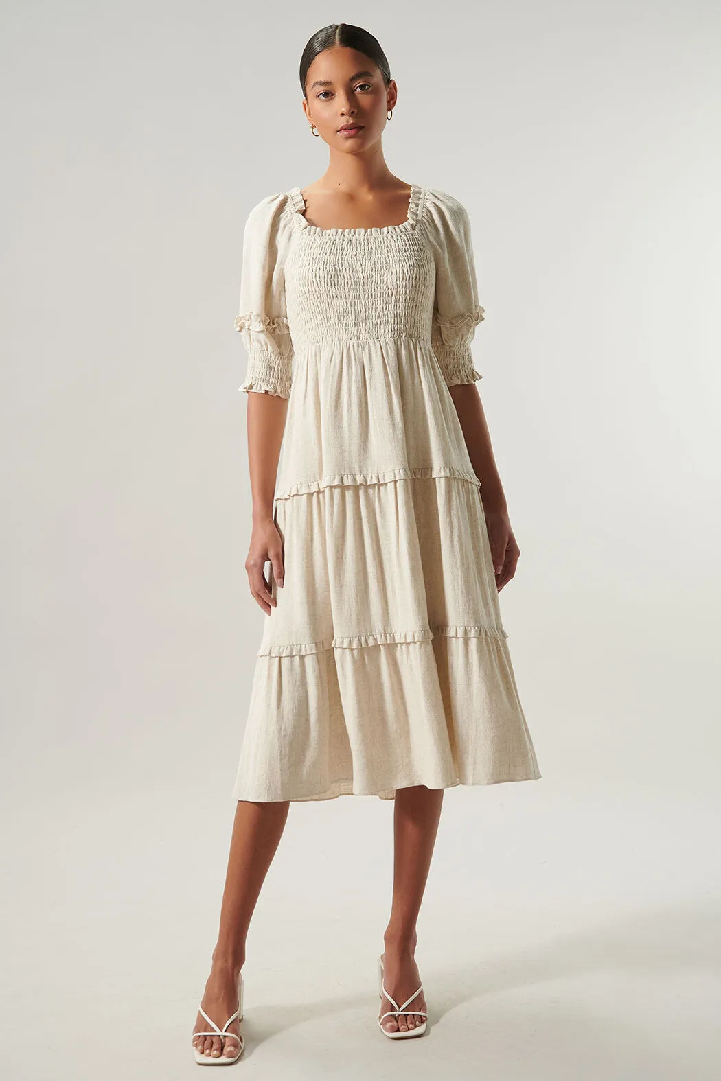 Saint Tropez Katya Tiered Smocked Midi Dress sold by Sugarlips