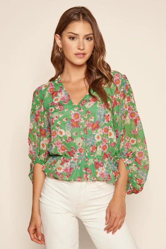 Akina Floral Ways Ballon Sleeve Blouse sold by Sugarlips