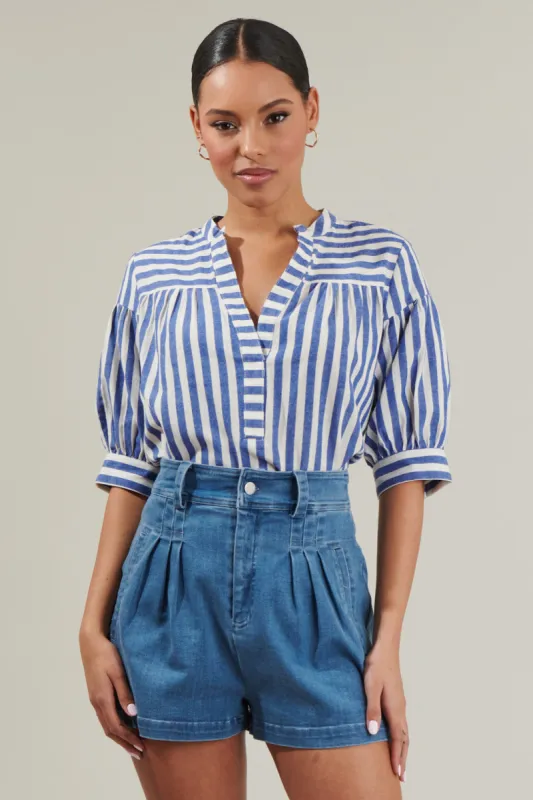 Catana Striped Split Neck Top sold by Sugarlips
