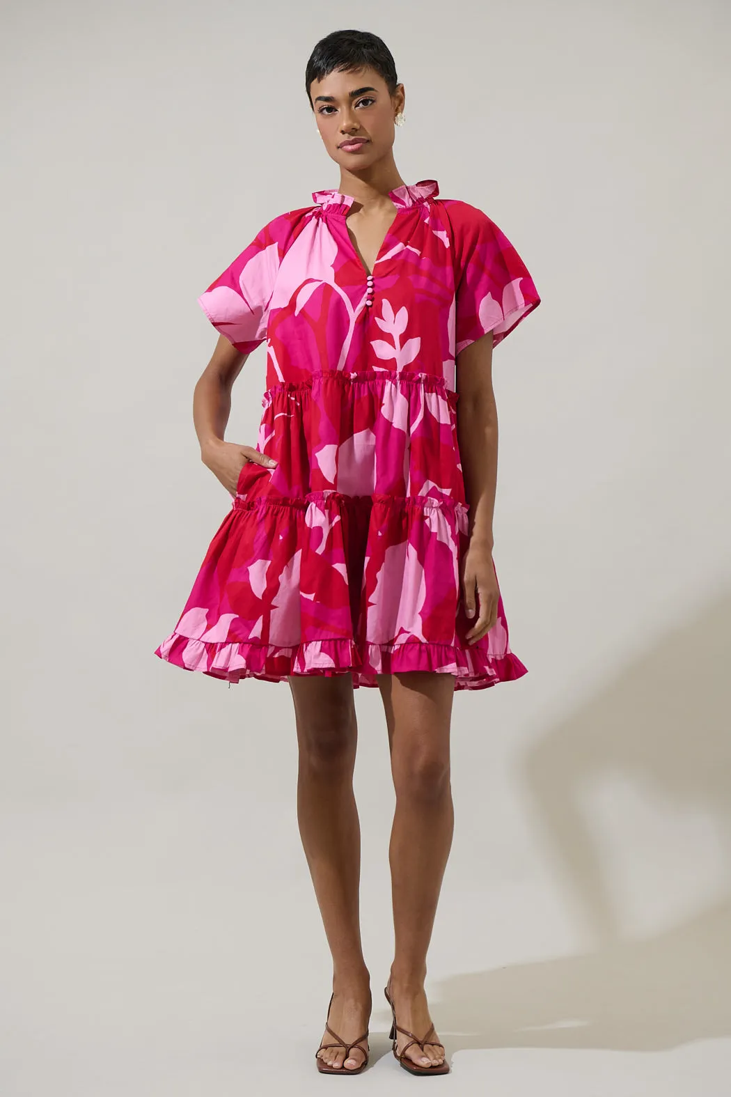 Mila Floral Pallas Poplin Tiered Mini Dress sold by Sugarlips product image thumbnail 5