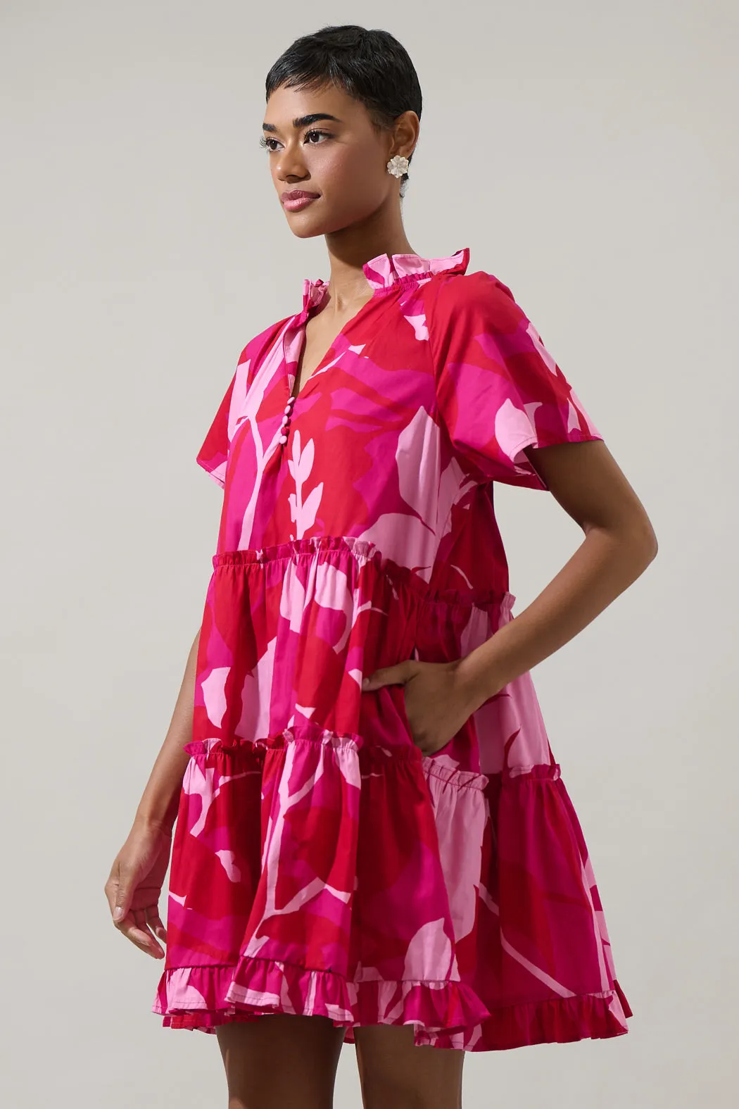 Mila Floral Pallas Poplin Tiered Mini Dress sold by Sugarlips product image thumbnail 4