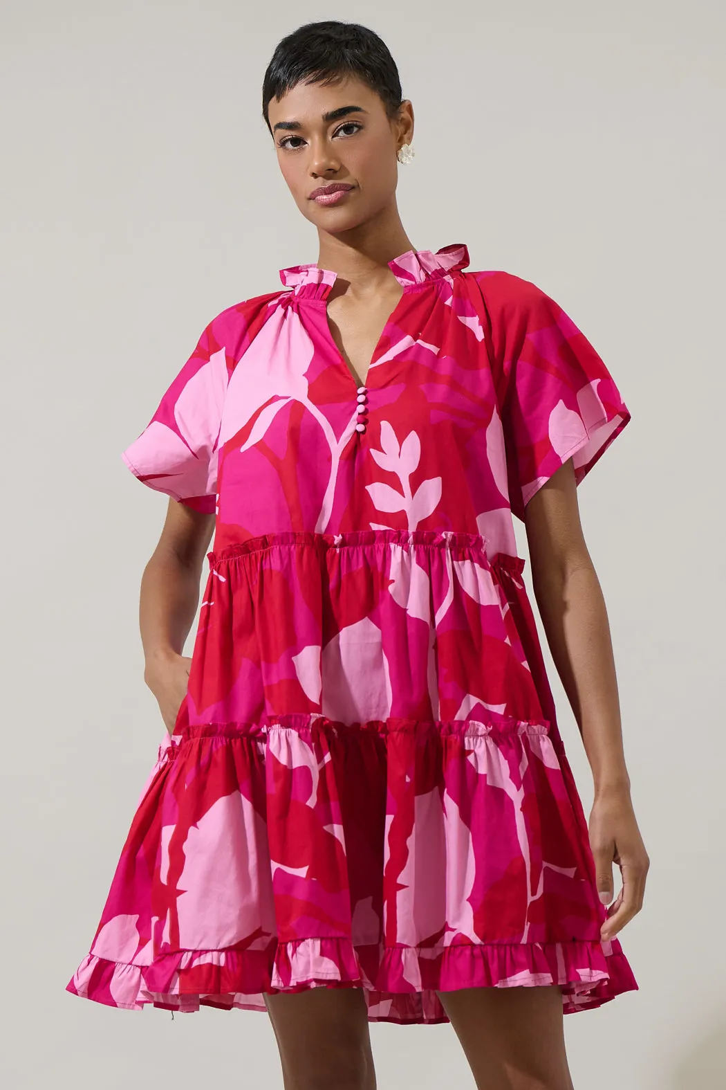 Mila Floral Pallas Poplin Tiered Mini Dress sold by Sugarlips product image thumbnail 2