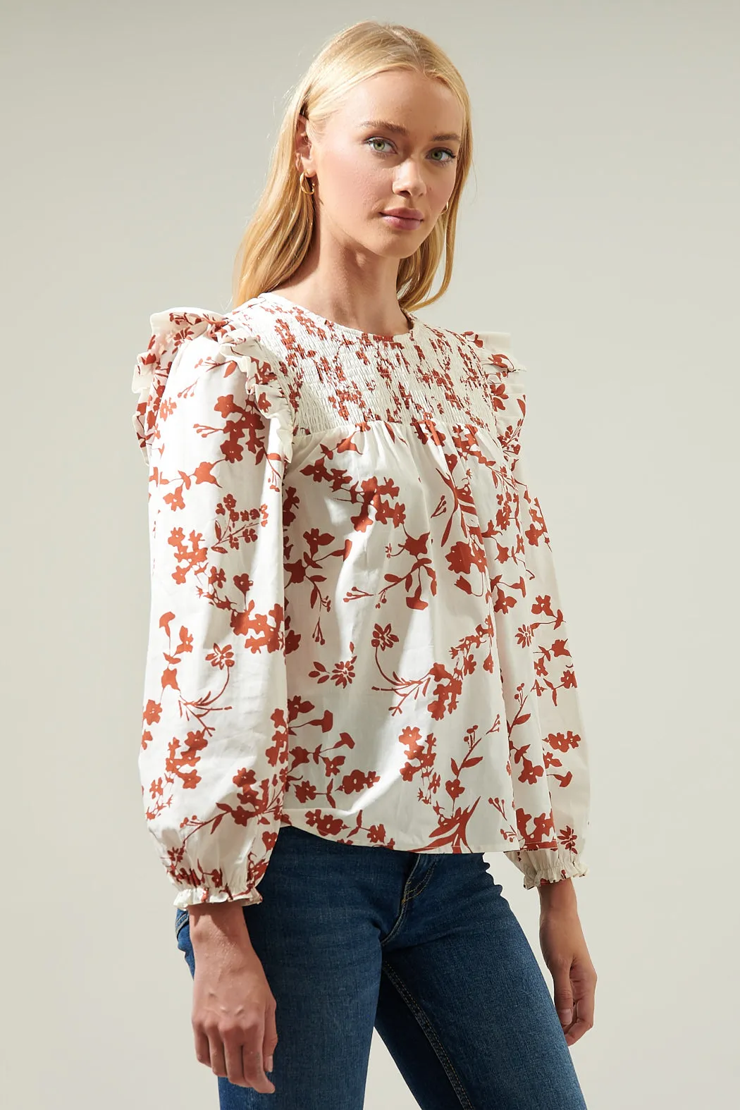 Garnet Floral Smocked Top sold by Sugarlips product image thumbnail 3