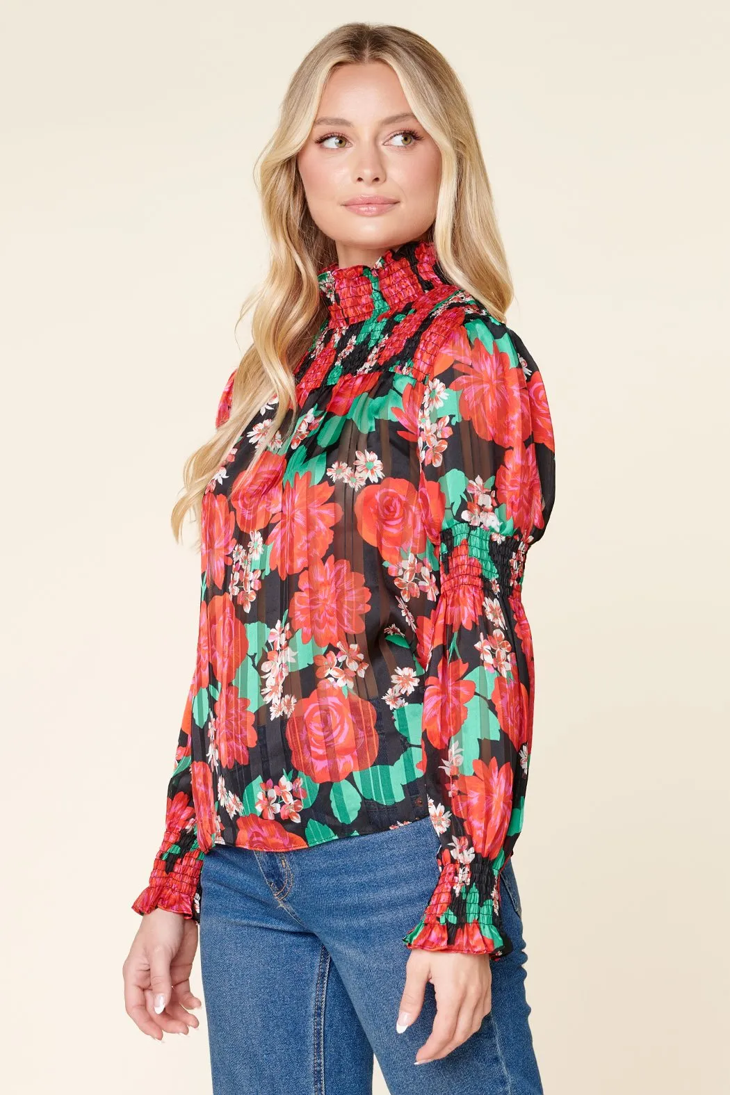 Rosabella Floral Garden State Smocked Yoke Top sold by Sugarlips product image thumbnail 4