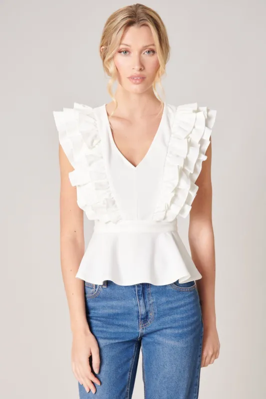 Free Bird Ruffle Peplum Blouse sold by Sugarlips