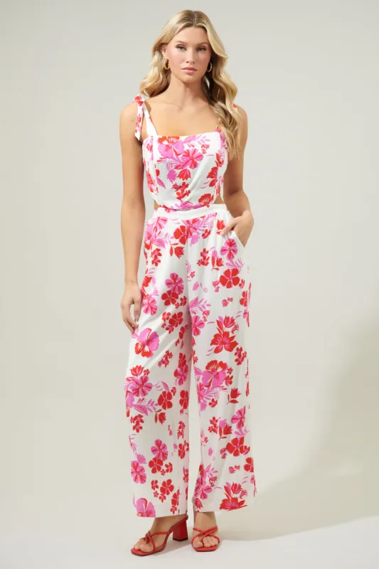 Maui Floral Harley Cutout Jumpsuit sold by Sugarlips