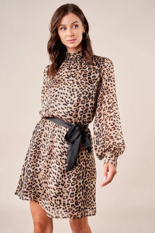 Doheny Leopard Print High Neck Dress sold by Sugarlips