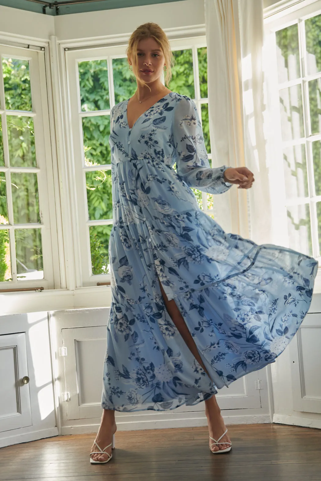 Cadaval Floral Mabel Tiered Maxi Dress sold by Sugarlips