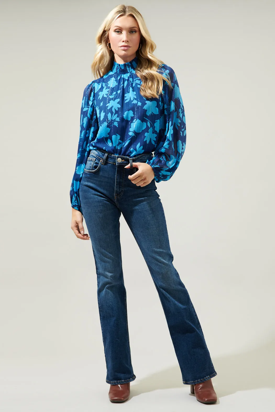 Sweetwater Floral Figaro Balloon Sleeve Blouse sold by Sugarlips product image thumbnail 4