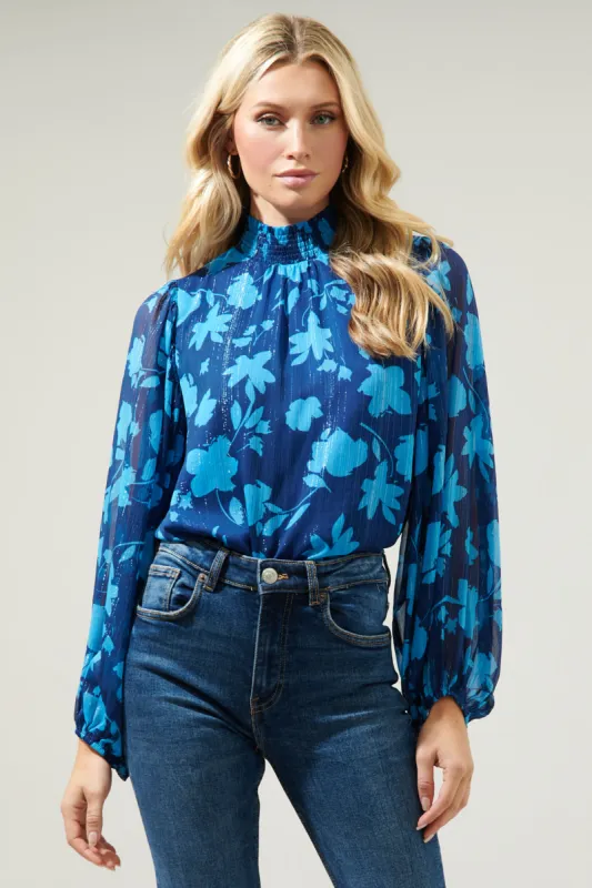 Sweetwater Floral Figaro Balloon Sleeve Blouse sold by Sugarlips