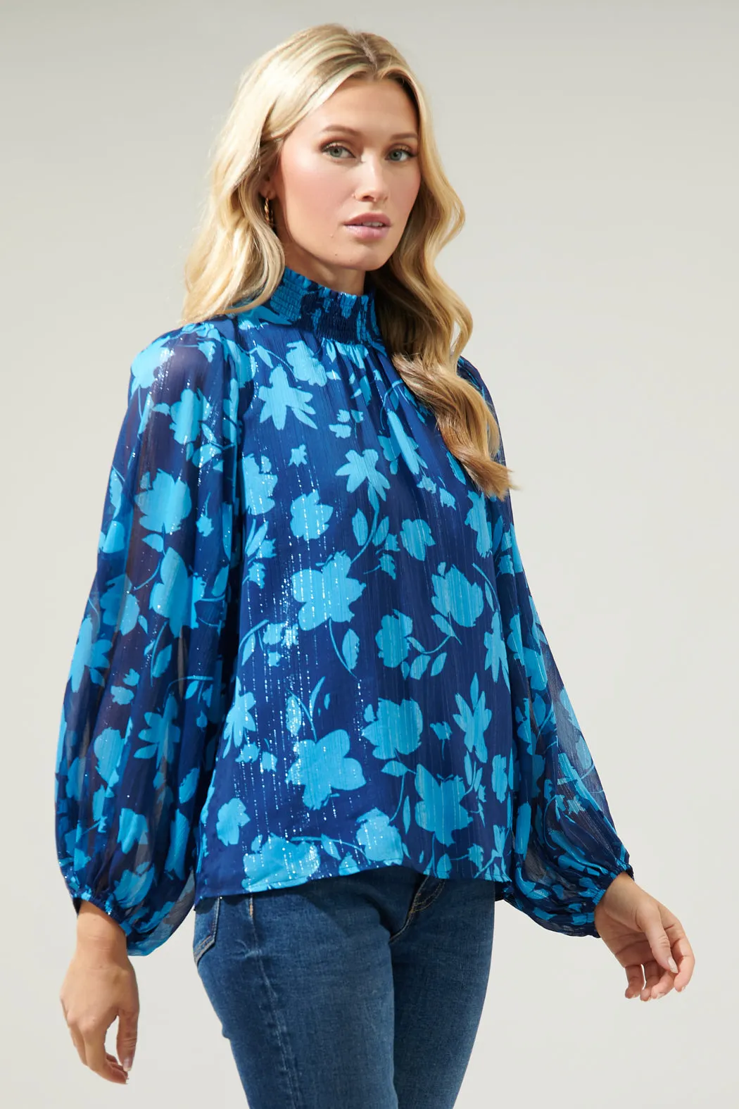 Sweetwater Floral Figaro Balloon Sleeve Blouse sold by Sugarlips product image thumbnail 3