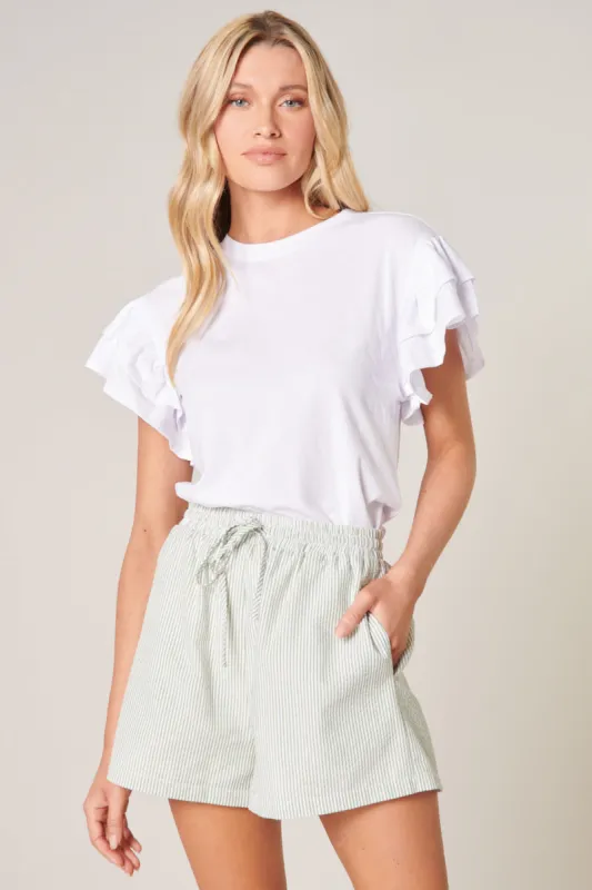 Callie Cotton Knit Ruffle Sleeve Top sold by Sugarlips