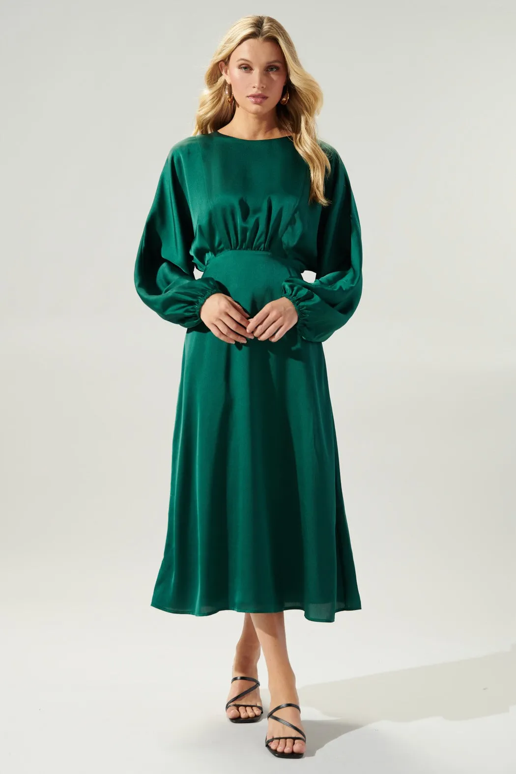 Chateau Satin Dolman Sleeve Midi Dress sold by Sugarlips