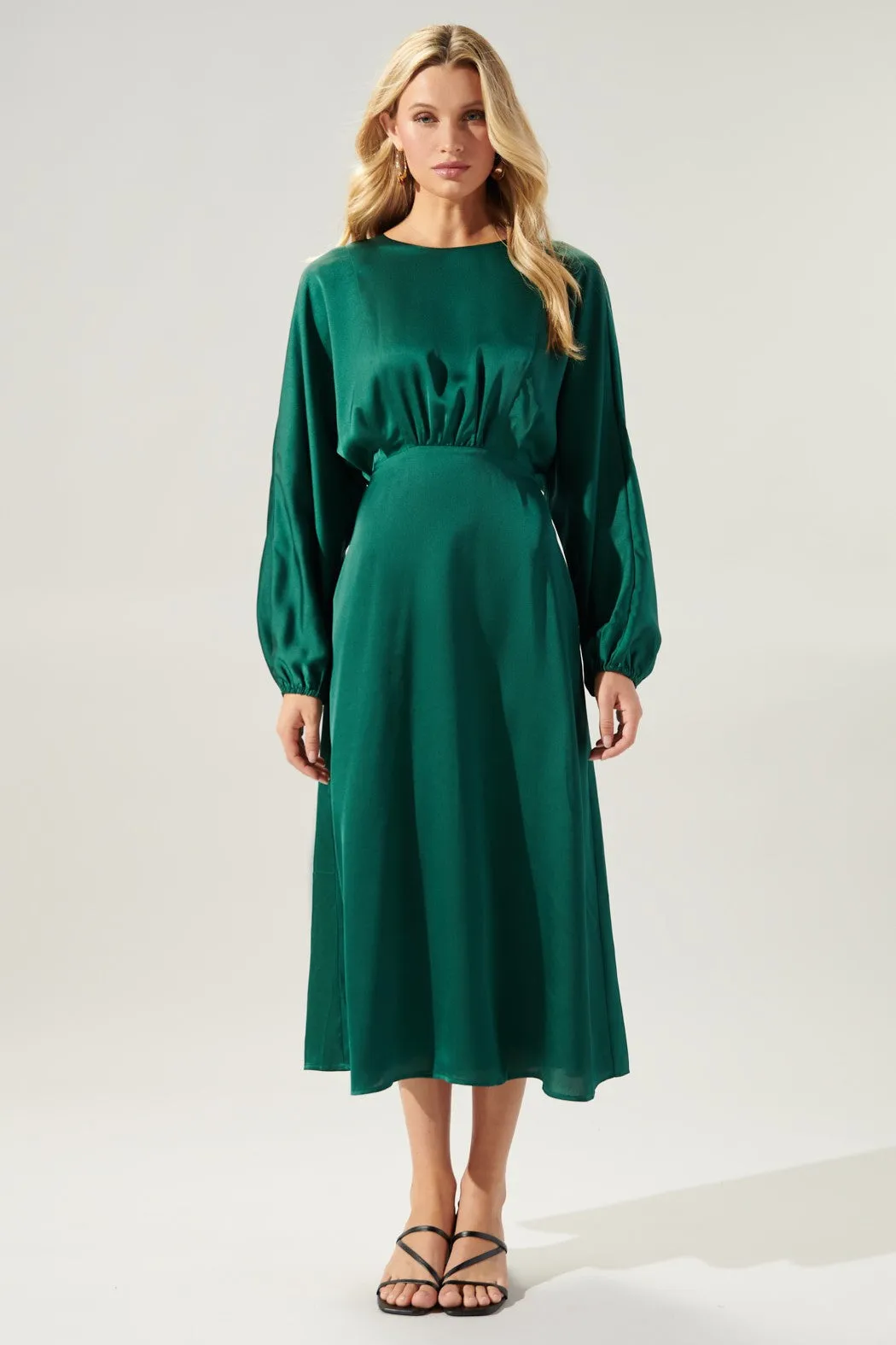 Chateau Satin Dolman Sleeve Midi Dress sold by Sugarlips product image thumbnail 4