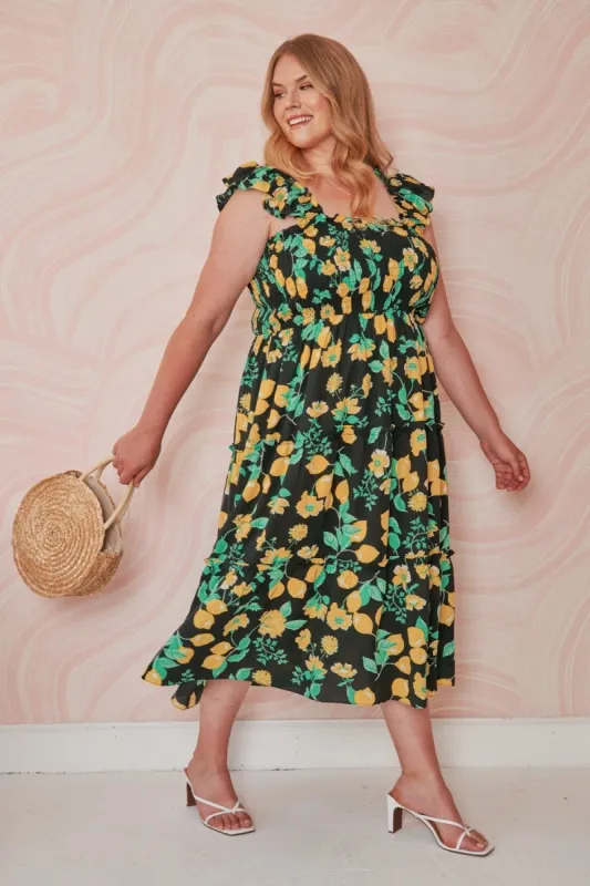 Lima Bayshore Smocked Bodice Midi Dress Curve sold by Sugarlips