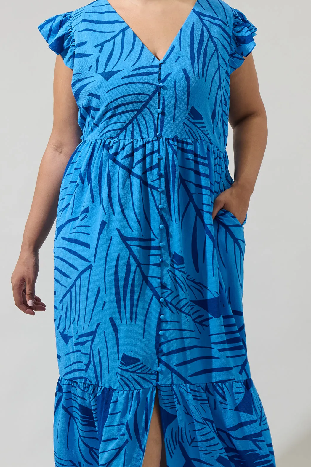 Maia Tropics Evianna Button Down Flutter Maxi Dress Curve sold by Sugarlips product image thumbnail 4