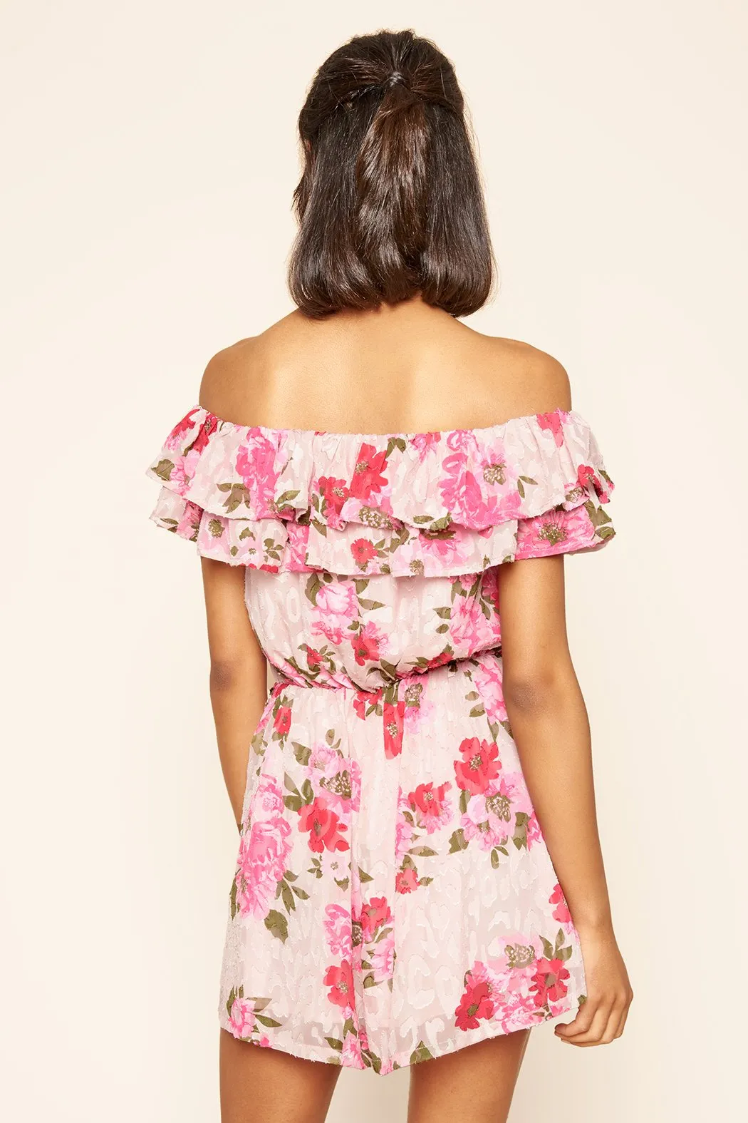 Celia Floral Off the Shoulder Ruffled Romper sold by Sugarlips product image thumbnail 5