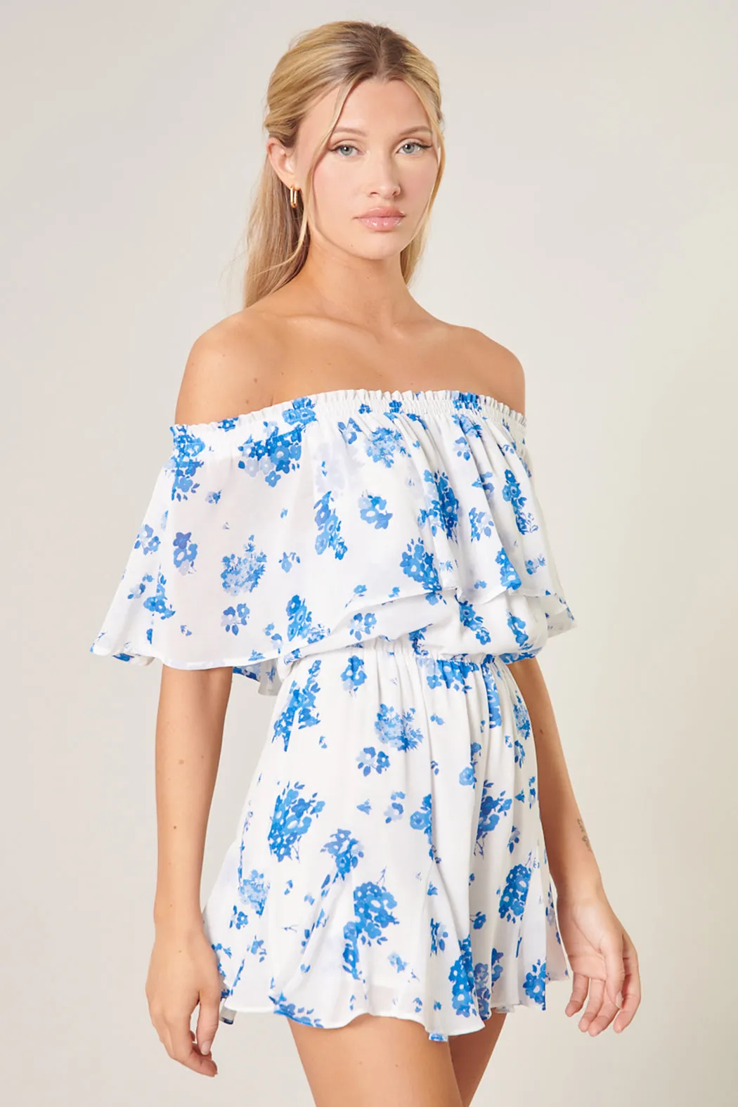 Fond of You Floral Off the Shoulder Besame Romper sold by Sugarlips product image thumbnail 4