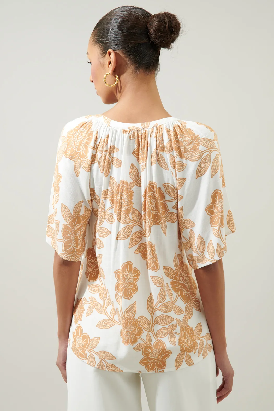 Essenna Floral Roxette Raglan Tie Neck Blouse sold by Sugarlips product image thumbnail 3