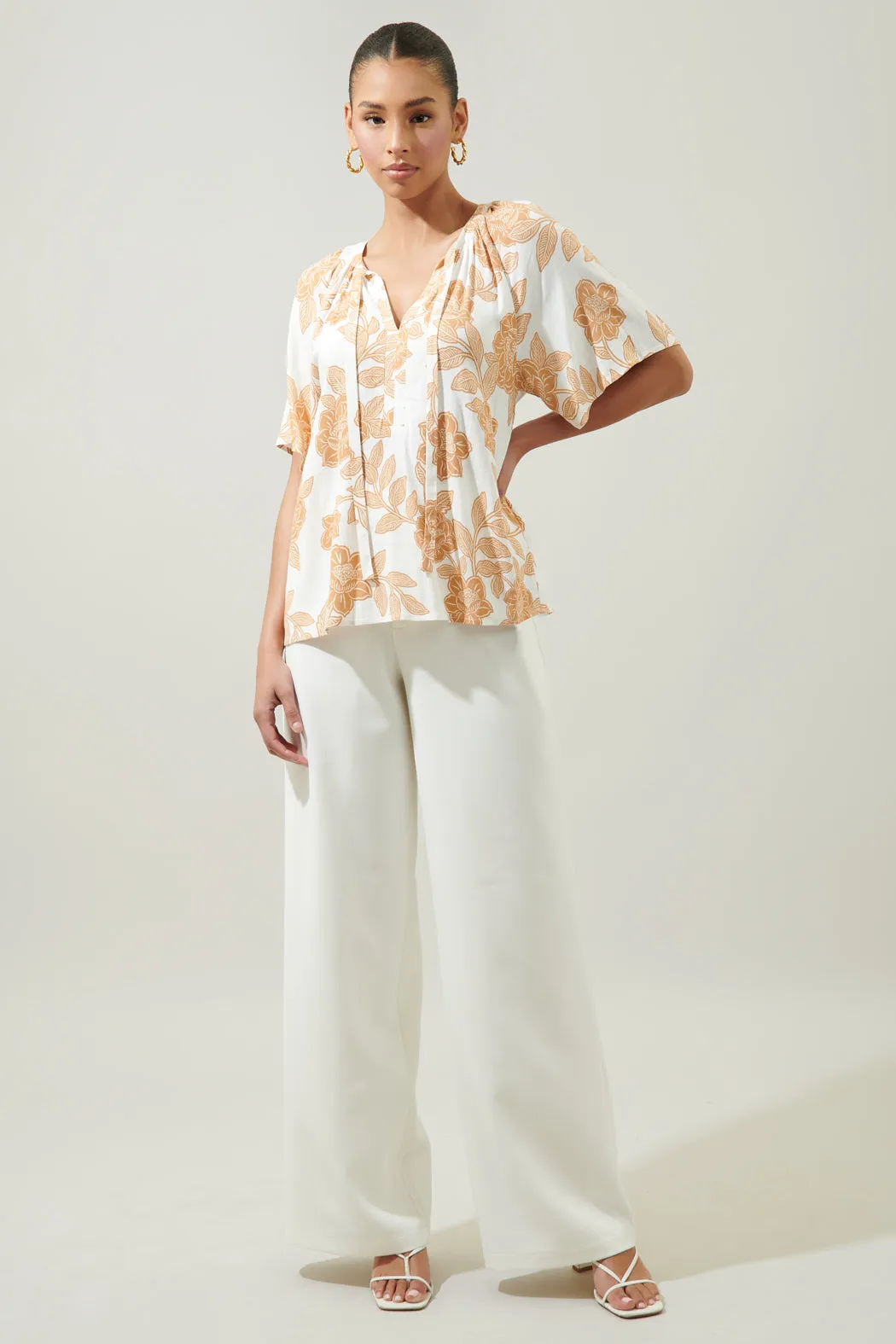 Essenna Floral Roxette Raglan Tie Neck Blouse sold by Sugarlips product image thumbnail 5