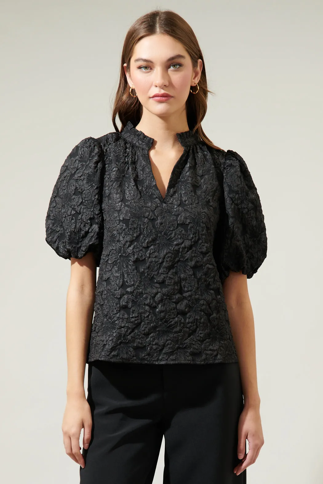 Arielle Jacquard Split Neck Top sold by Sugarlips product image thumbnail 4