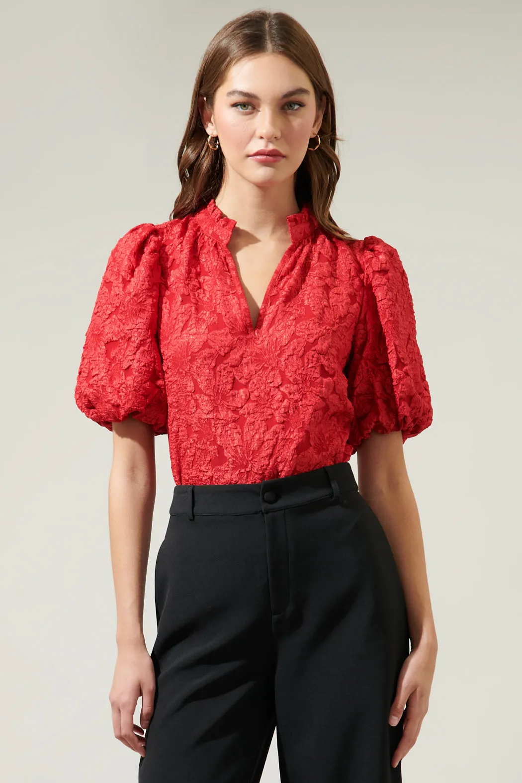 Arielle Jacquard Split Neck Top sold by Sugarlips product image thumbnail 5