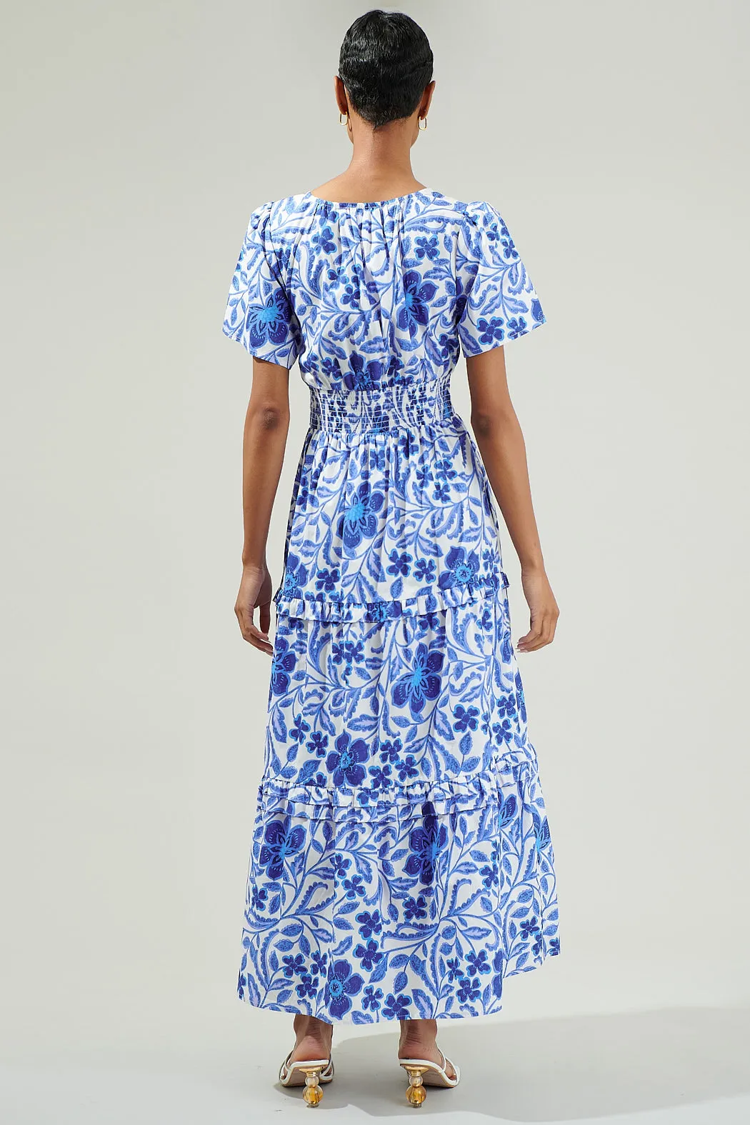 Celeste Floral Palmer Poplin Tiered Maxi Dress sold by Sugarlips product image thumbnail 3