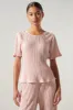 Sarafina Short Sleeve Satin Plisse Top sold by Sugarlips