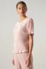 Sarafina Short Sleeve Satin Plisse Top sold by Sugarlips