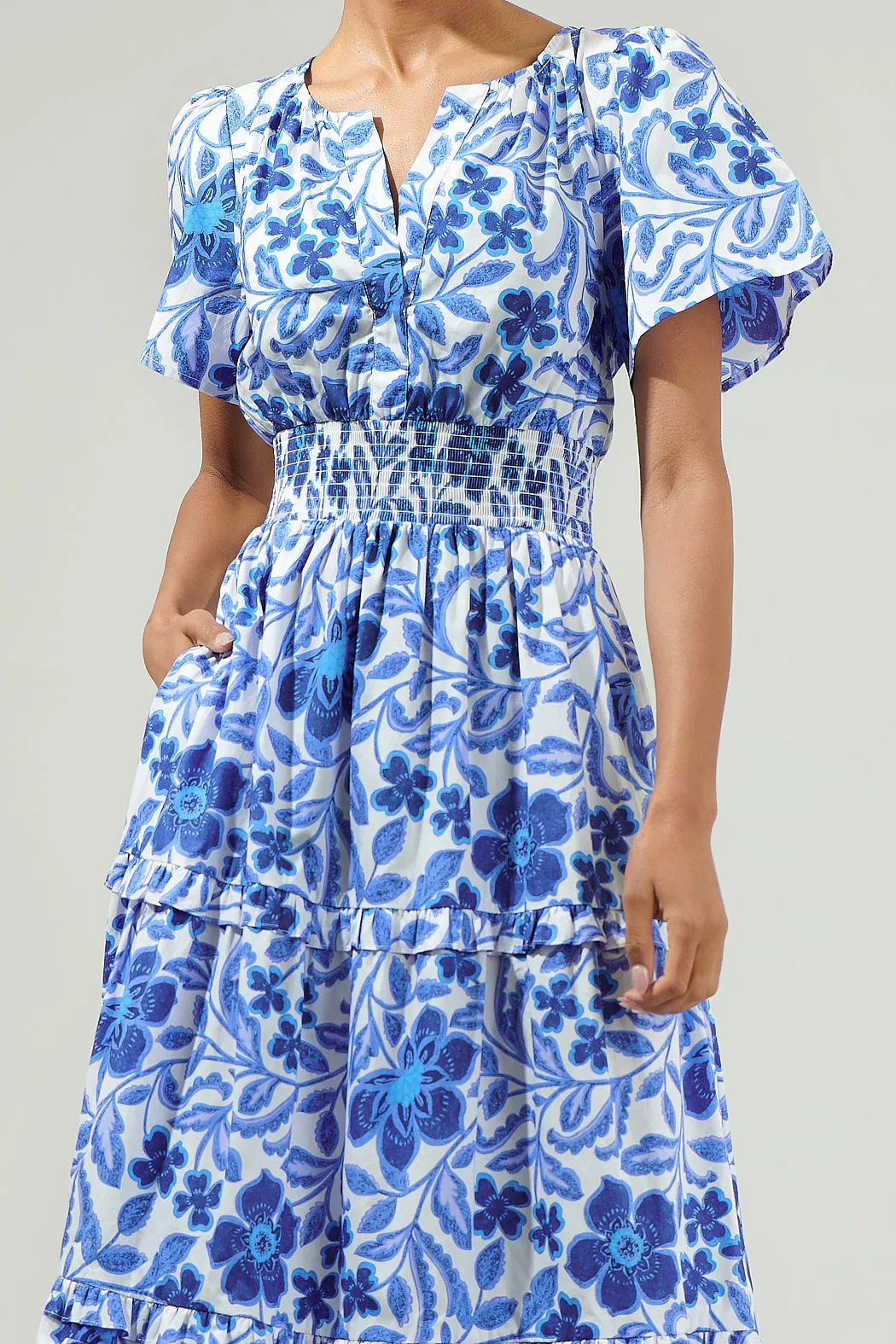 Celeste Floral Palmer Poplin Tiered Maxi Dress sold by Sugarlips product image thumbnail 5