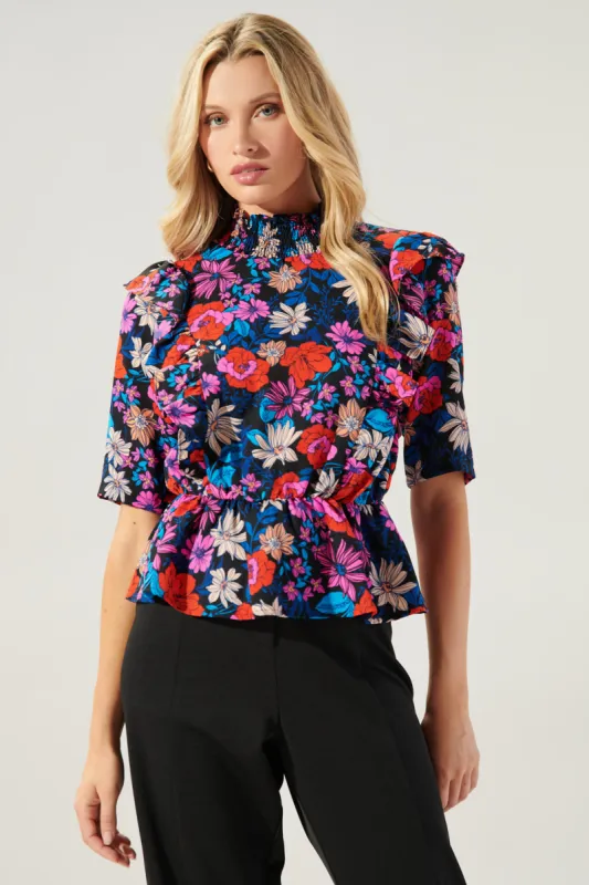 Ultra Flora Ruffle Peplum Top sold by Sugarlips