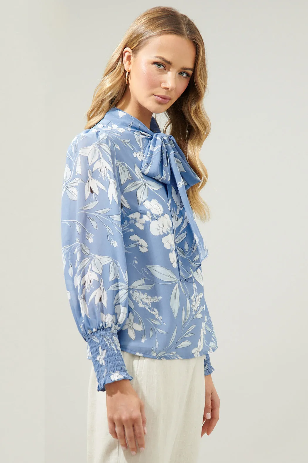 Scout Floral Etienne Tie Neck Long Sleeve Blouse sold by Sugarlips product image thumbnail 3