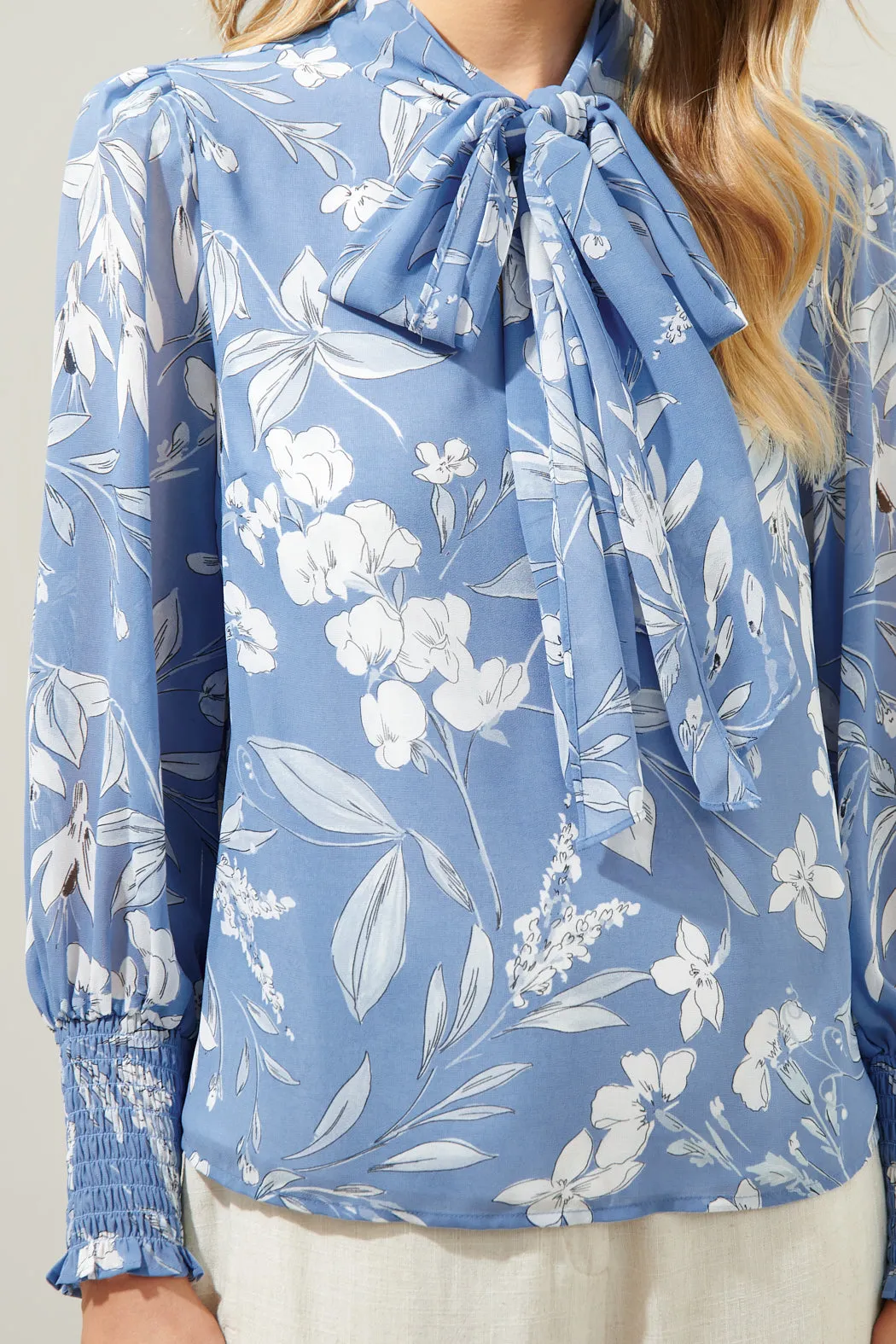 Scout Floral Etienne Tie Neck Long Sleeve Blouse sold by Sugarlips product image thumbnail 5