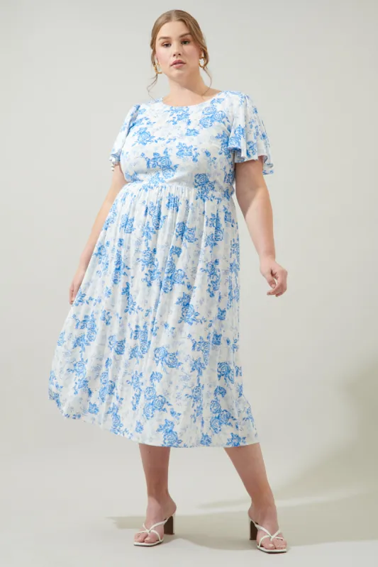 French Rose Sonny Back Cut Out Midi Dress Curve sold by Sugarlips