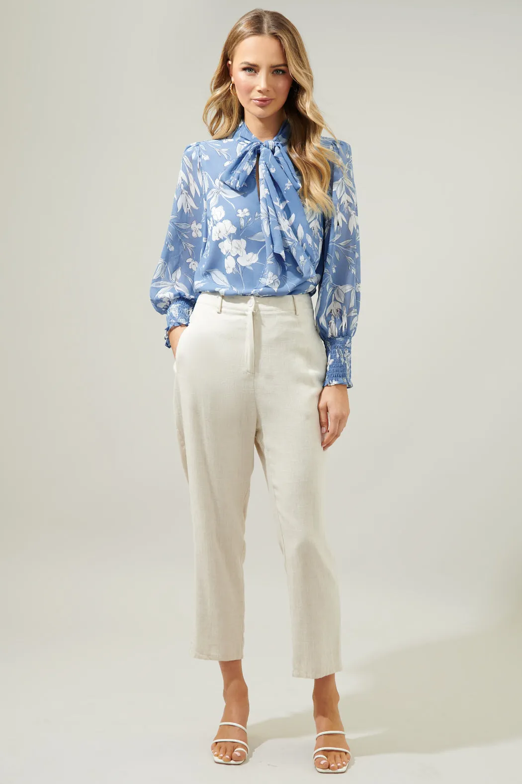 Scout Floral Etienne Tie Neck Long Sleeve Blouse sold by Sugarlips product image thumbnail 4