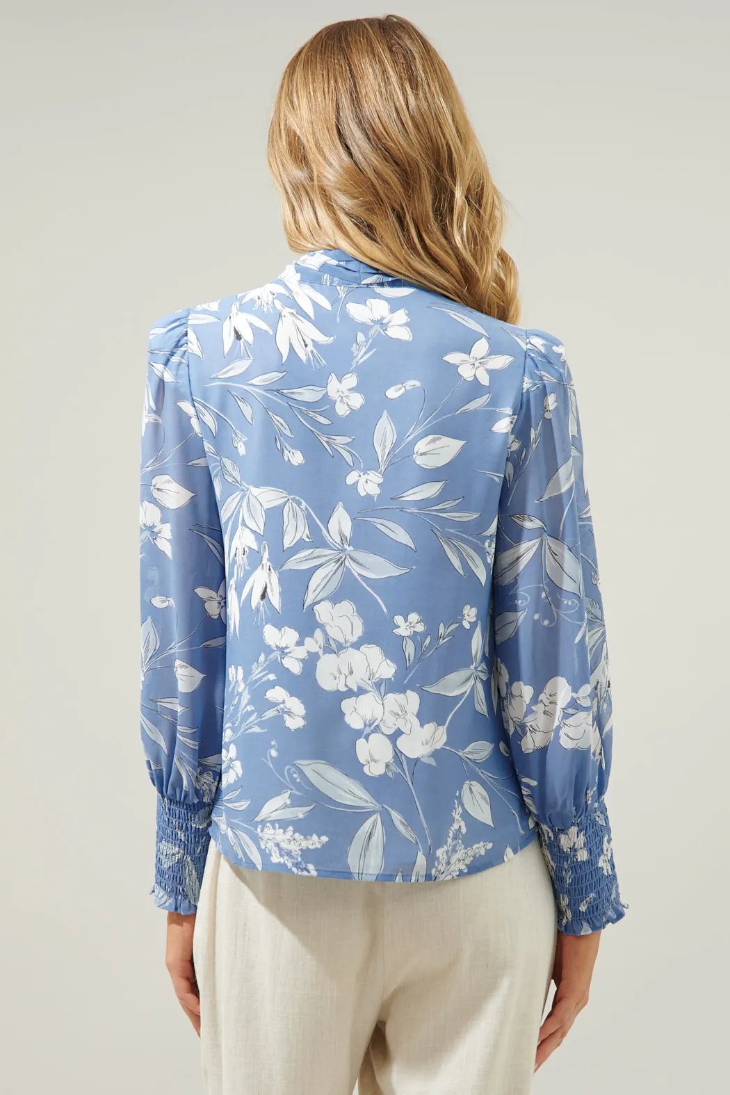 Scout Floral Etienne Tie Neck Long Sleeve Blouse sold by Sugarlips product image thumbnail 2