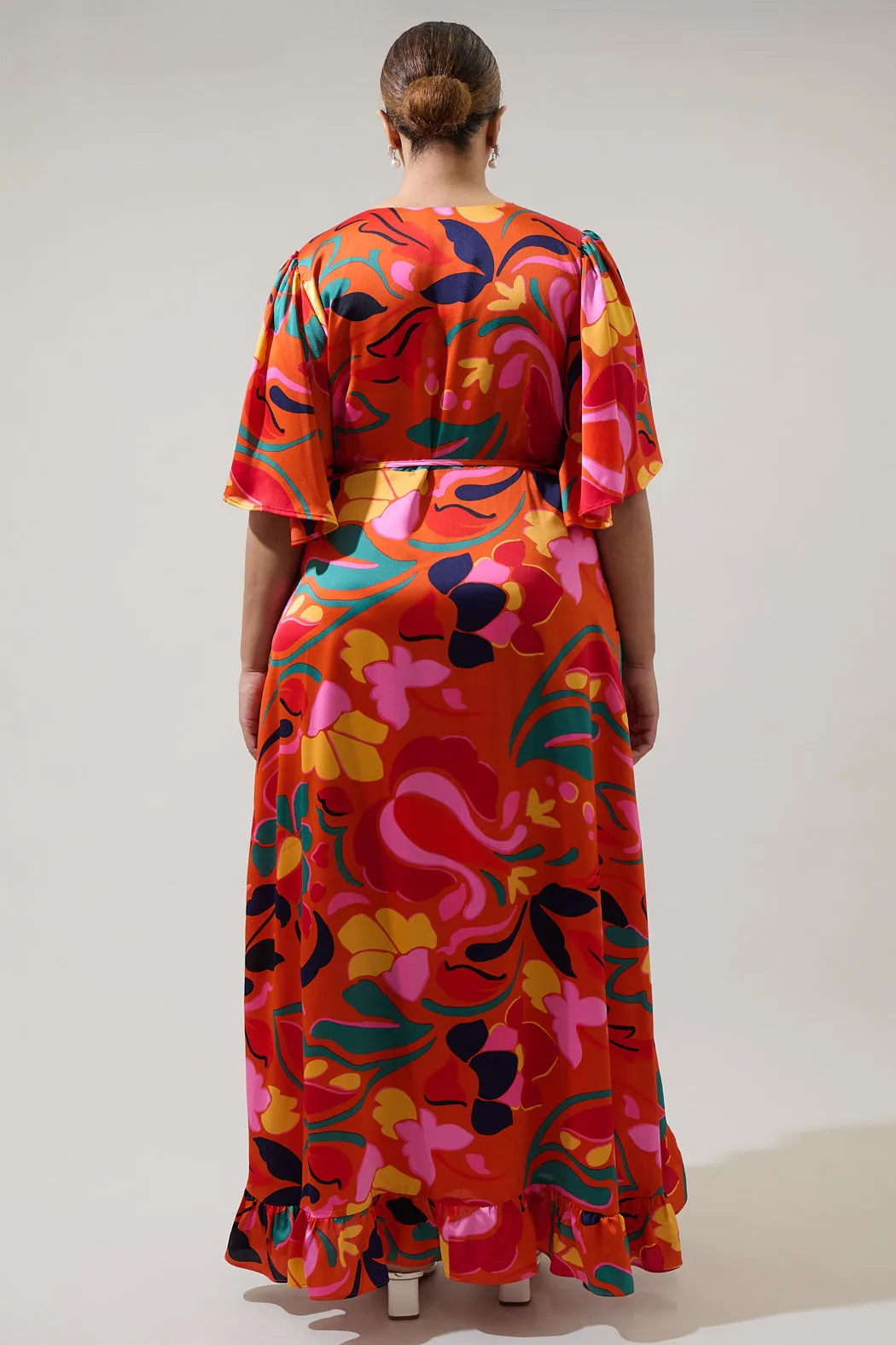 Serene Floral Abelia Hi-Low Maxi Wrap Dress Curve sold by Sugarlips product image thumbnail 2