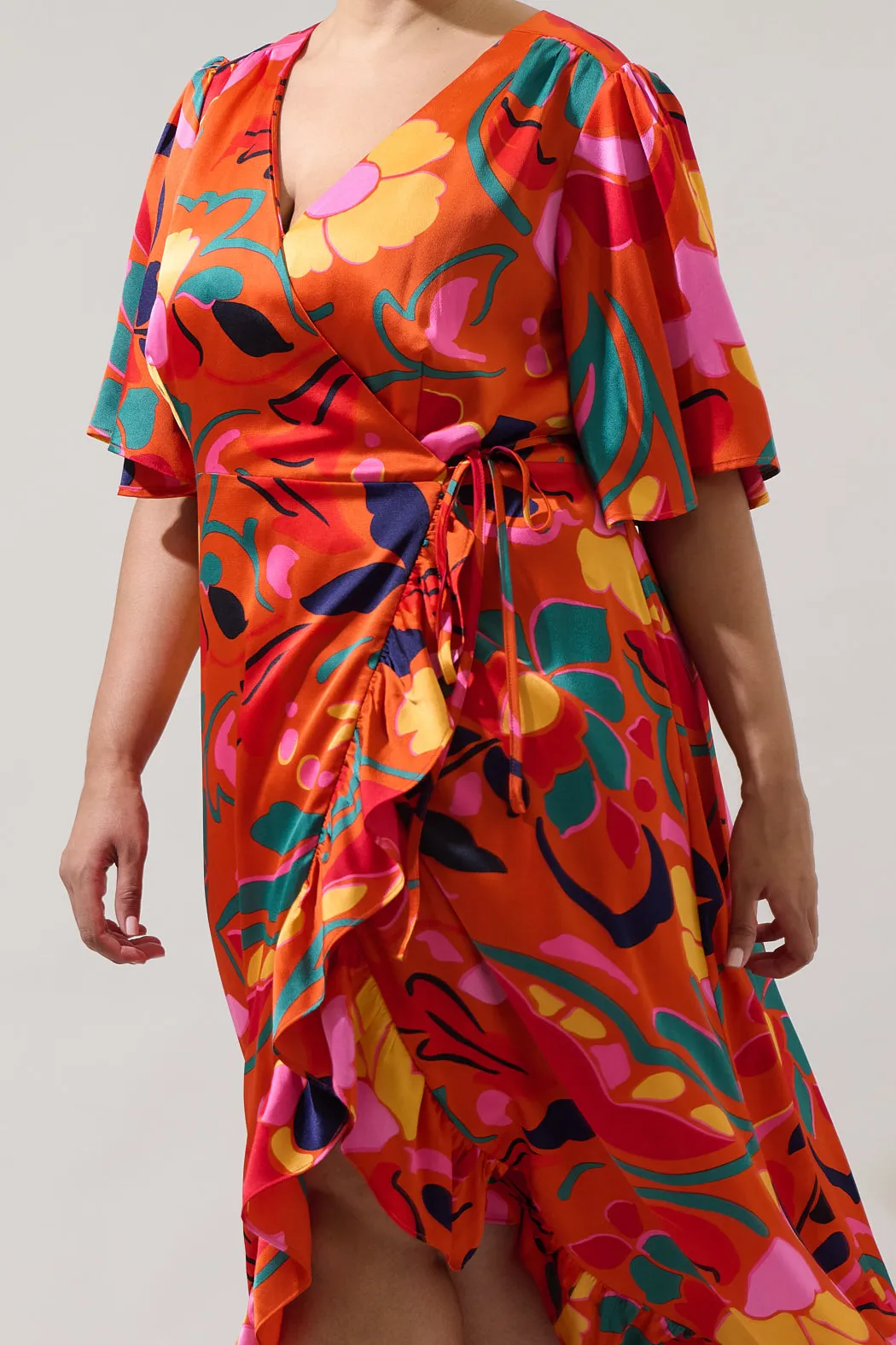 Serene Floral Abelia Hi-Low Maxi Wrap Dress Curve sold by Sugarlips product image thumbnail 4