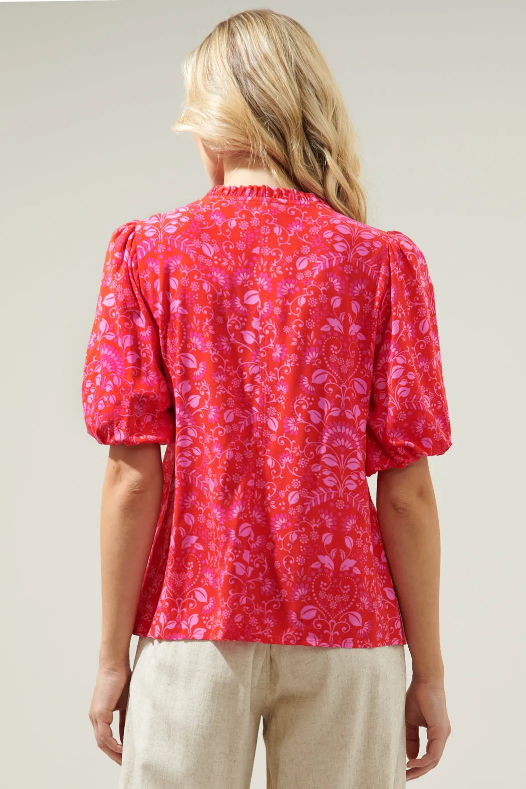 Ranier Pink Paisley Bluebay Puff Sleeve Blouse sold by Sugarlips product image thumbnail 2