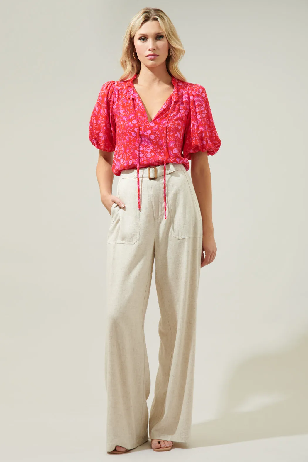 Ranier Pink Paisley Bluebay Puff Sleeve Blouse sold by Sugarlips product image thumbnail 4