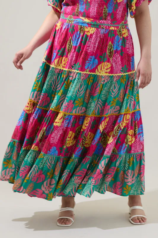 Marina Tropical Tiered Maxi Skirt Curve sold by Sugarlips