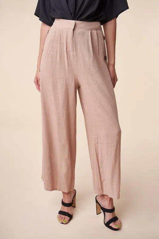 Saddle Up Linen Side Button Wide Leg Pants sold by Sugarlips