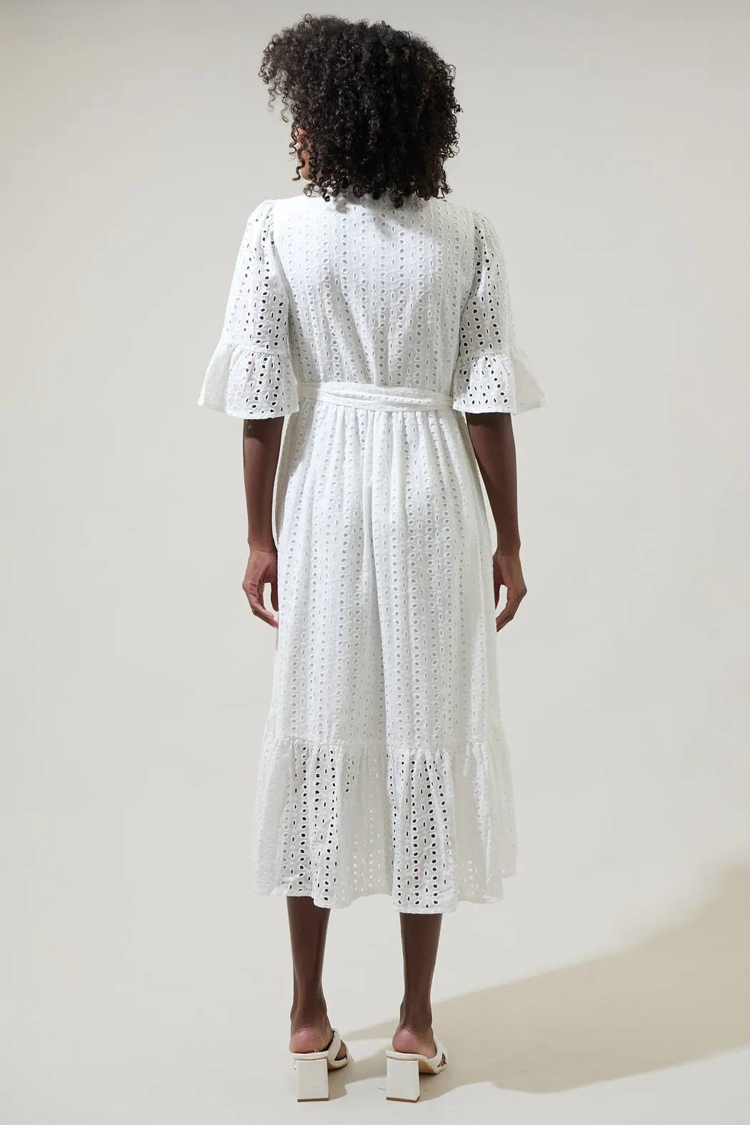 Kaylie Eyelet Pem Button Down Midi Dress sold by Sugarlips product image thumbnail 2