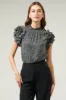 Louise Leopard Brenna Mock Neck Ruffle Blouse sold by Sugarlips