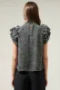 Louise Leopard Brenna Mock Neck Ruffle Blouse sold by Sugarlips